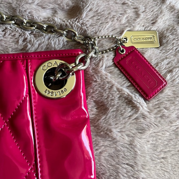 Coach Handbags - Coach Pink Quilted Shoulder Bag with turn-lock pocket